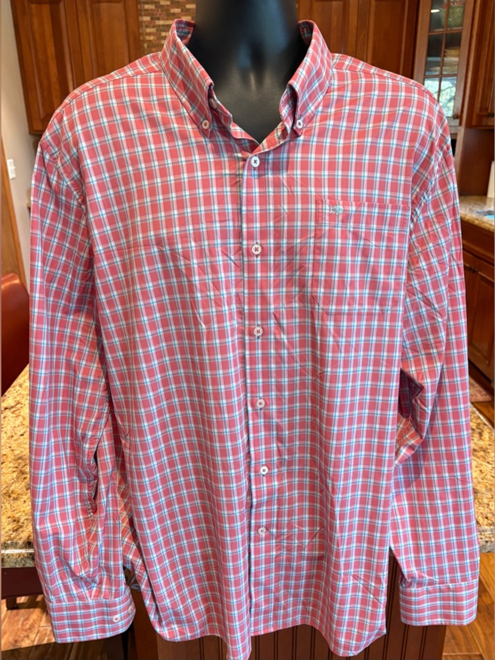 Southern Tide men’s Intercoastal men’s Button-Down Shirt. Sharp pink/blue plaid - Picture 3 of 6